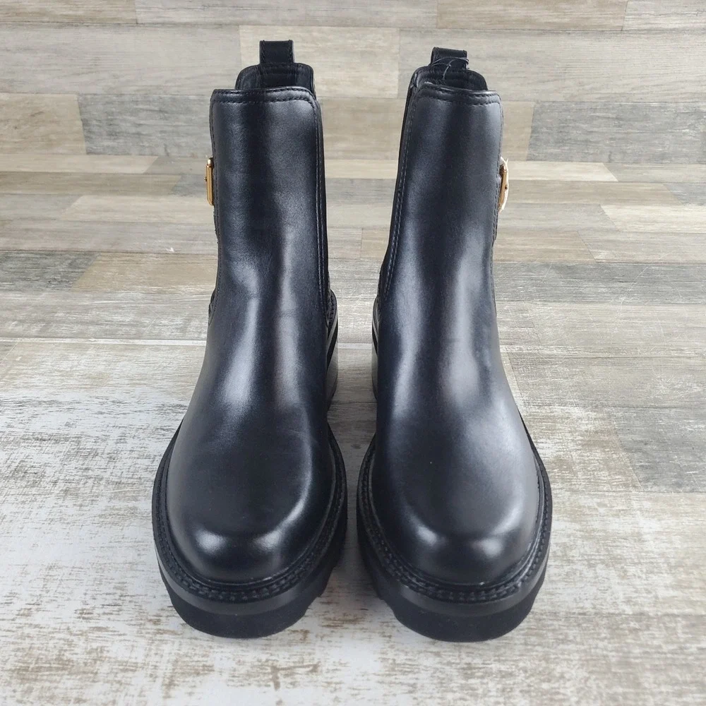 Cole Haan Shibley Womens Ankle Boot Sz 7.5 B Black Waterproof Slip On Block Heel